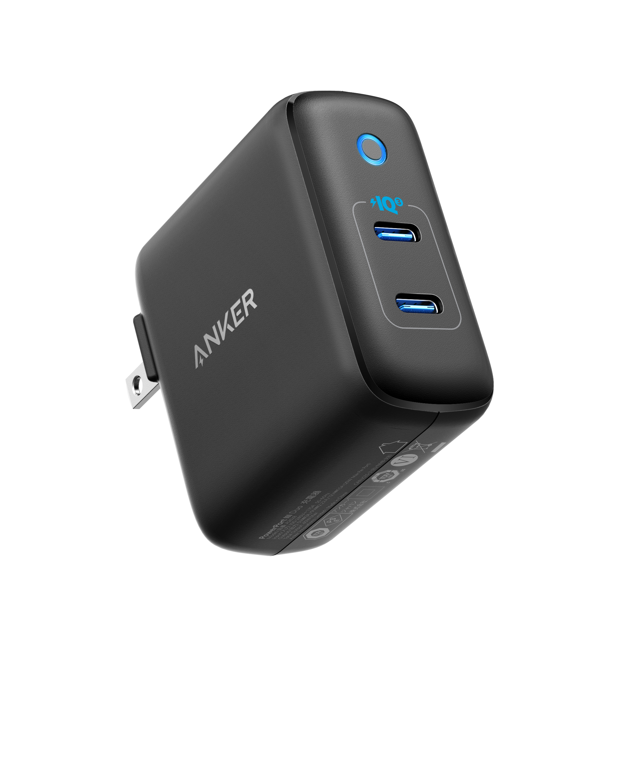 Anker black dual USB-C charger with IQ3 for power delivery