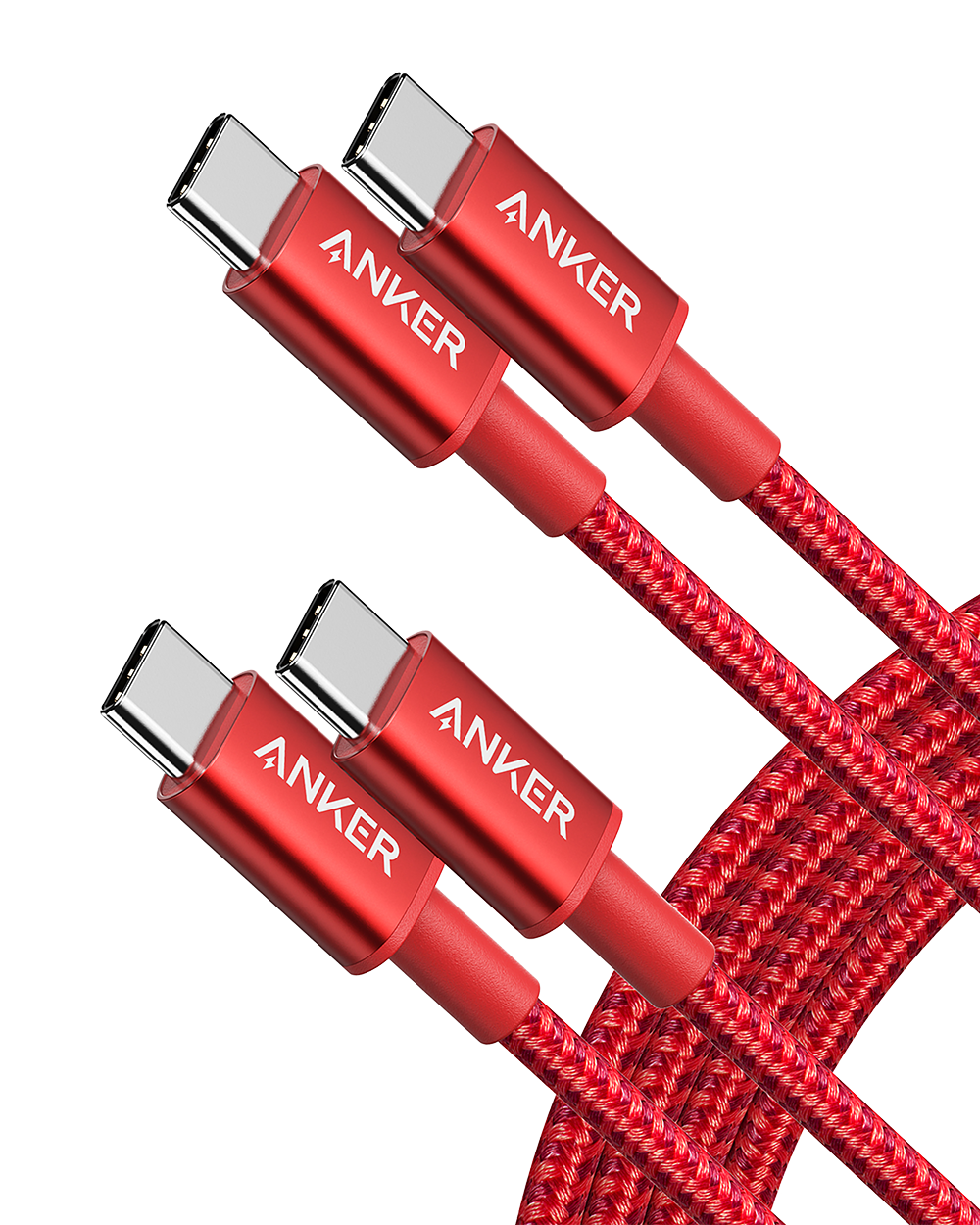 Anker braided USB-C cable with vibrant red color for charging